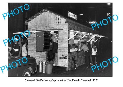 OLD LARGE PHOTO, NORWOOD OVAL COWLEYS PIE CART 1970, ADELAIDE SOUTH AUSTRALIA