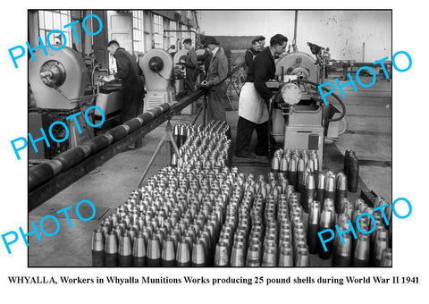 OLD LARGE PHOTO, WHYALLA MUNITIONS WORKS, PRODUCING SHELLS 1941, SOUTH AUSTRALIA