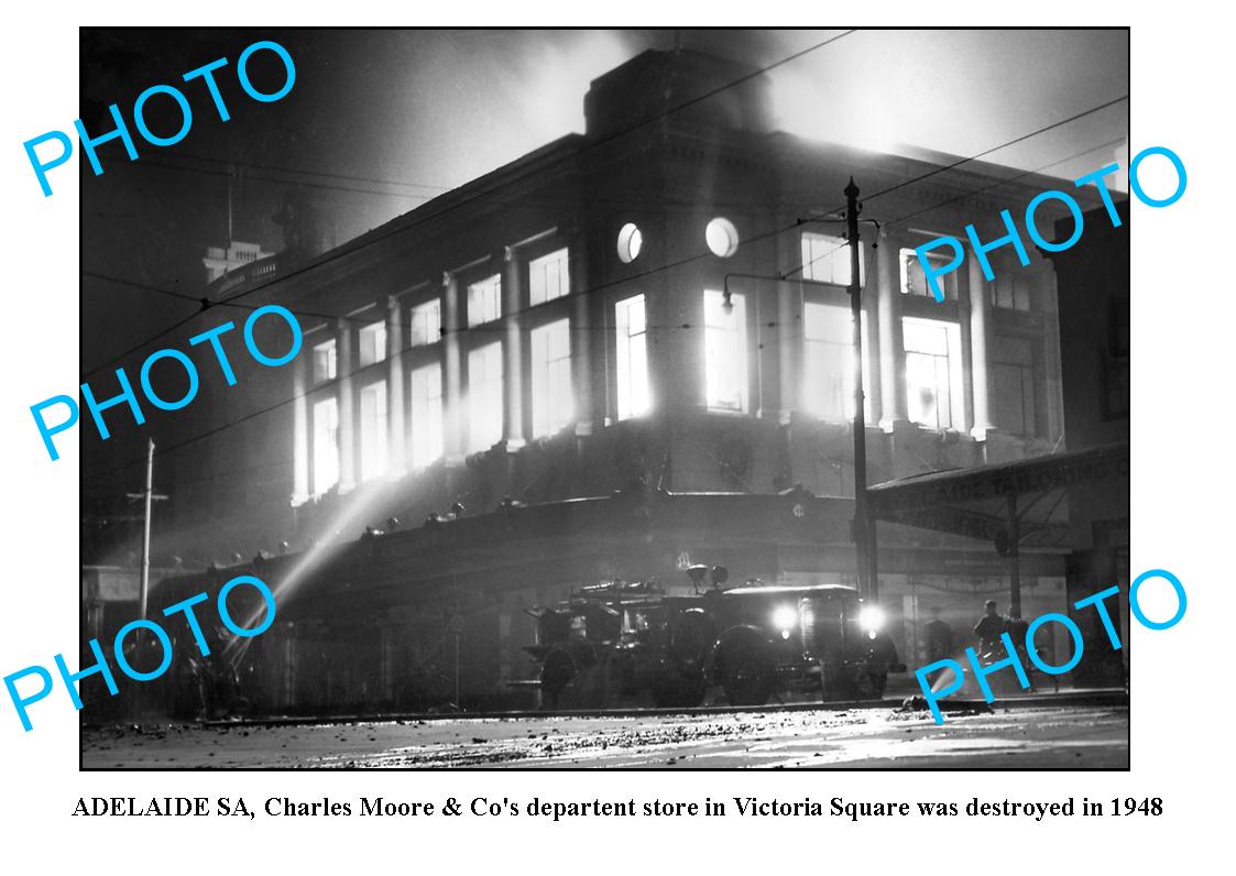 OLD LARGE PHOTO, ADELAIDE SOUTH AUSTRALIA, VICTORIA SQUARE FIRE 1948