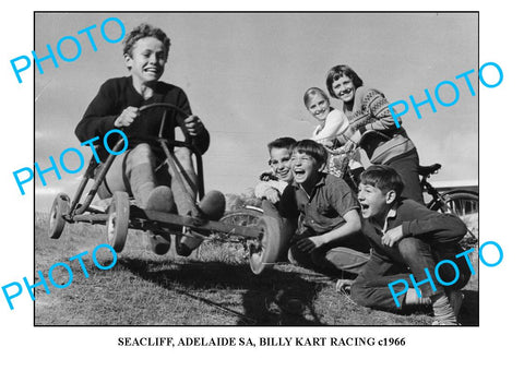 OLD LARGE PHOTO, SEACLIFF, ADELAIDE SA, BILLY CART RACING 1966