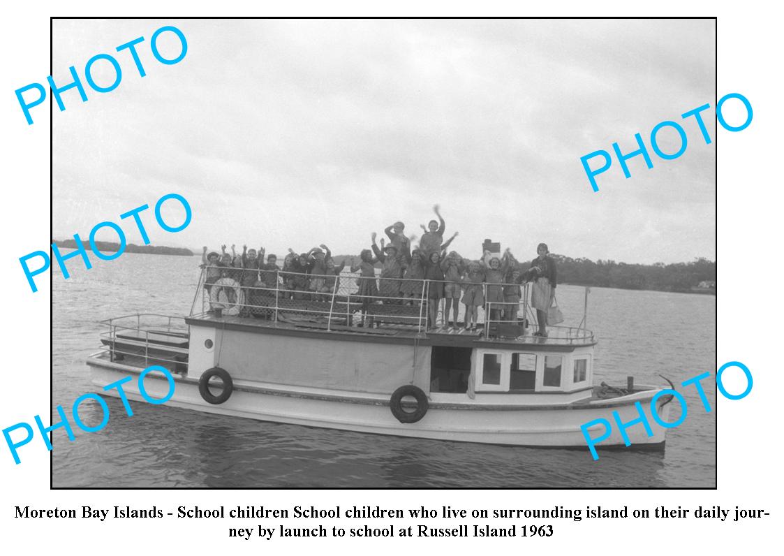 OLD LARGE PHOTO, BRISBANE QLD, MORETON BAY ISLANDS SCHOOL FERRY 1963