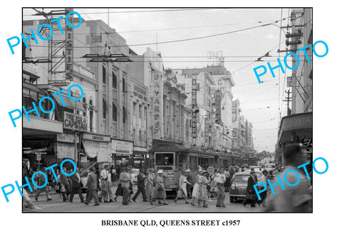 OLD LARGE PHOTO, BRISBANE QUEENSLAND, QUEEN STREETS c1957