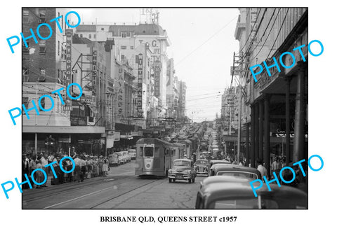 OLD LARGE PHOTO, BRISBANE QUEENSLAND, QUEEN STREETS c1957 1