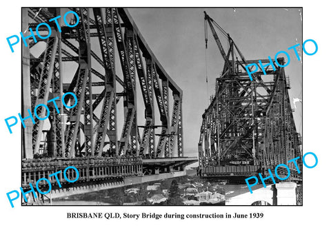 OLD LARGE PHOTO, BRISBANE QUEENSLAND, STORY BRIDGE CONSTRUCTION 1939