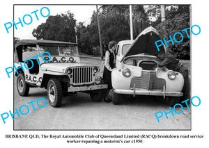 OLD LARGE PHOTO, BRISBANE QUEENSLAND, RACQ AUTOMOBILE CLUB ROAD SERVICE c1950