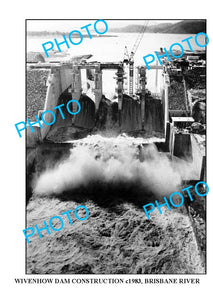 OLD LARGE PHOTO, BRISBANE QUEENSLAND, WIVENHOE DAM CONSTRUCTION 1983