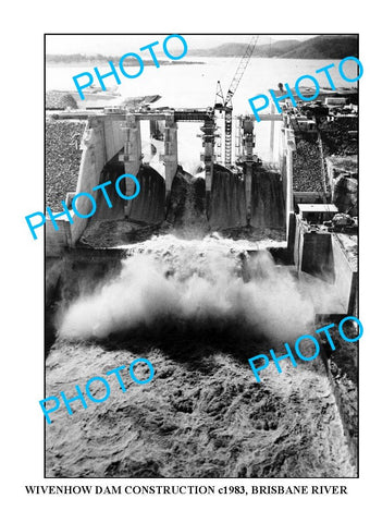 OLD LARGE PHOTO, BRISBANE QUEENSLAND, WIVENHOE DAM CONSTRUCTION 1983