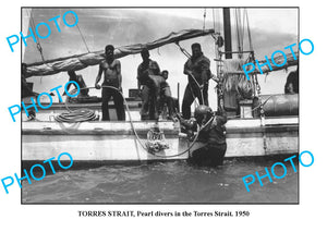 OLD LARGE PHOTO, TORRES STRAIT PEARL DIVERS QUEENSLAND, c1950 1