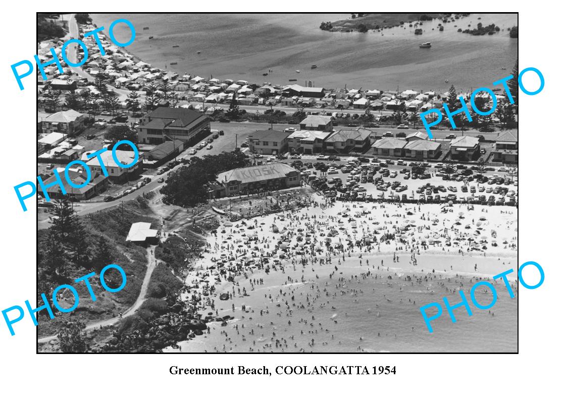 OLD LARGE PHOTO, COOLANGATTA QLD, GREENMOUNT BEACH c1954