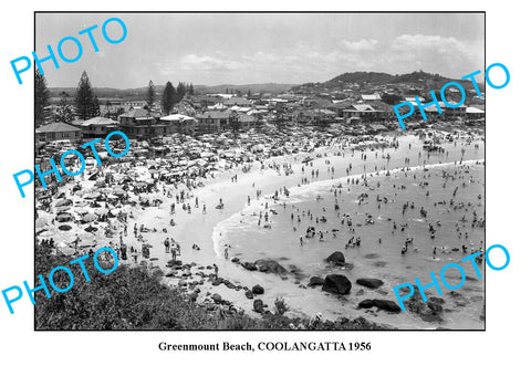 OLD LARGE PHOTO, COOLANGATTA QLD, GREENMOUNT BEACH c1956