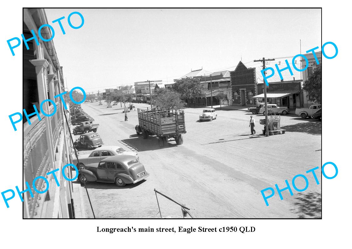 OLD LARGE PHOTO, LONGREACH QUEENSLAND, EAGLE STREET c1950