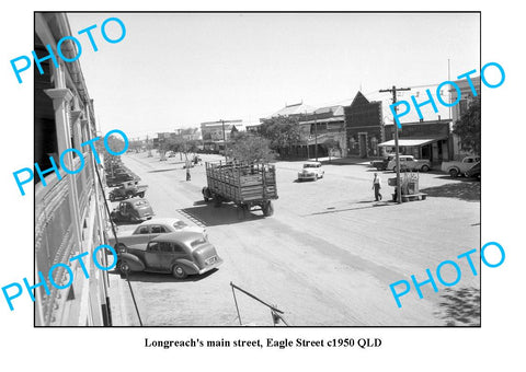 OLD LARGE PHOTO, LONGREACH QUEENSLAND, EAGLE STREET c1950