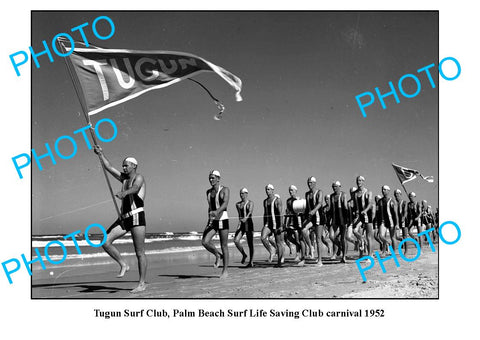 OLD LARGE PHOTO, PALM BEACH SURF LIFE SAVING CLUB CARNIVAL, TUGAN SLSC 1952