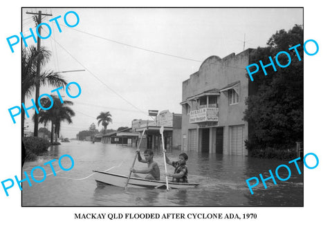 OLD LARGE PHOTO, MACKAY FLOOD, STORM DAMAGE, CYCLONE ADA 1970, QLD