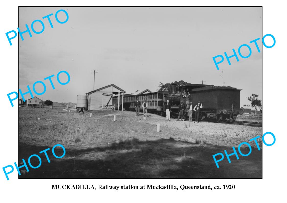 OLD LARGE PHOTO, MUCKADILLA RAILWAY STATION QUEENSLAND c1920