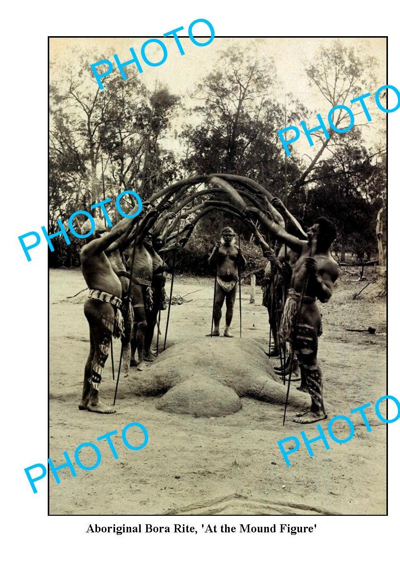 OLD LARGE PHOTO, ABORIGINAL BORA RITE, 'THE MOUND FIGURE' c1900