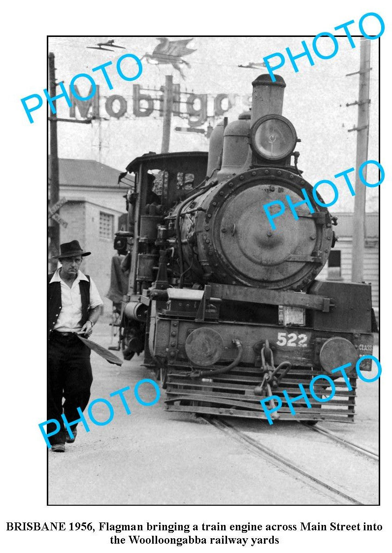 OLD LARGE PHOTO, 1956 WOOLLOONGABBA RAILWAYS FLAGMAN, BRISBANE QLD