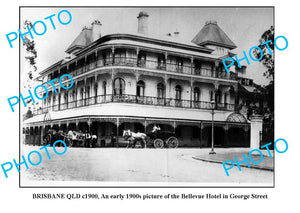 OLD LARGE PHOTO, BRISBANE QLD, BELLEVUE HOTEL, GEORGE STREET, c1900