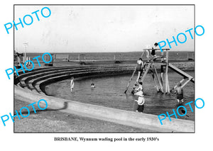 OLD LARGE PHOTO, 1930s WYNNUM WADING POOL, BRISBANE QLD