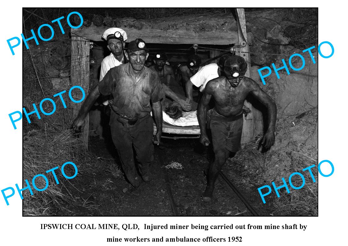 OLD LARGE PHOTO, 1952 IPSWICH COAL MINE, INJURED WORKER, QLD