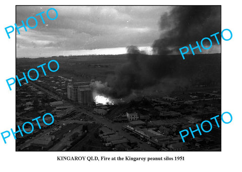 OLD LARGE PHOTO, 1951 KINGAROY PEANUT SILO FIRE, QUEENSLAND 1