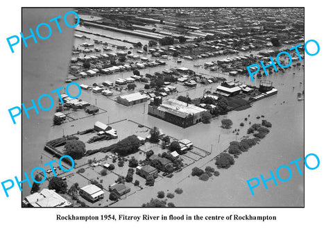 OLD LARGE PHOTO, 1954 ROCKHAMPTON FLOOD, FITZROY RIVER, QLD