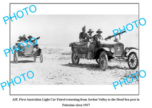 OLD LARGE PHOTO, WWI AIF ANZACS 1st AUST LIGHT CAR PATROL, PALESTINE 1917