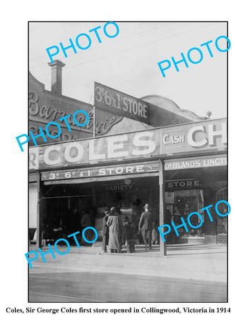 OLD LARGE PHOTO, COLES DEPARTMENT STORE 1st SHOP 1914 COLLINGWOOD VICTORIA