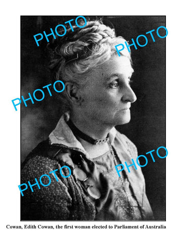 OLD LARGE PHOTO, 1st AUSTRALIAN WOMEN ELECTED TO PARLIAMENT, EDITH COWAN