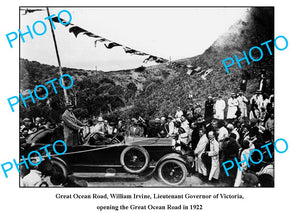 OLD LARGE PHOTO, OPENING OF THE GREAT OCEAN ROAD c1922 VICTORIA, GOVERNOR IRVINE