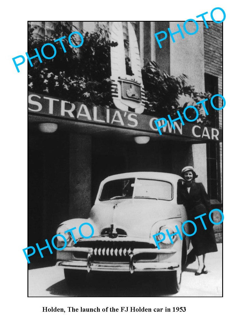 OLD LARGE PHOTO, LAUNCHING THE FJ HOLDEN c1953, AUSTRALIAS OWN CAR