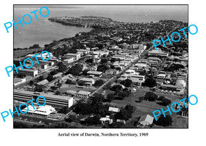 OLD LARGE PHOTO, AERIAL VIEW OF DARWIN c1969 NORTHERN TERRITORY