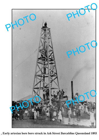 OLD LARGE PHOTO, BARCALDINE ARTESIAN BORE, QUEENSLAND c1890