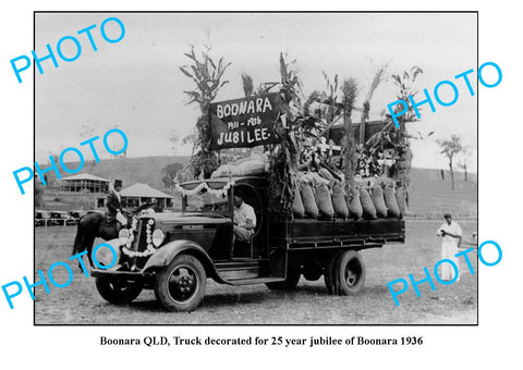 OLD LARGE PHOTO, BOONARA QLD, 25th JUBILEE TRUCK c1936