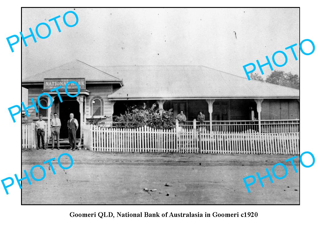 OLD LARGE PHOTO, GOOMERI QUEENSLAND, NATIONAL BANK c1920