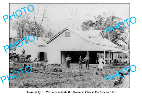 OLD LARGE PHOTO, GOOMERI QUEENSLAND, CHEESE FACTORY WORKERS c1918