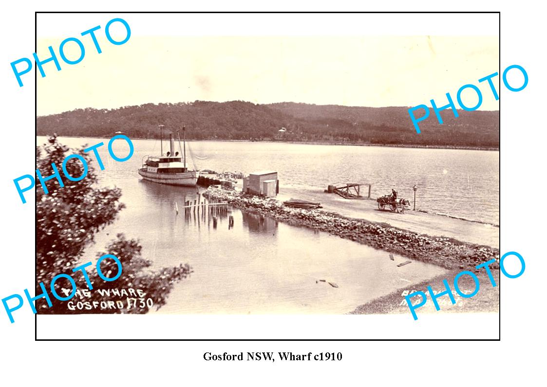 OLD LARGE PHOTO, GOSFORD NSW SOUTH WALES, WHARF c1910