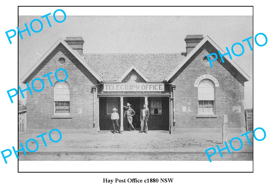 OLD LARGE PHOTO, HAY POST OFFICE NSW SOUTH WALES, c1880