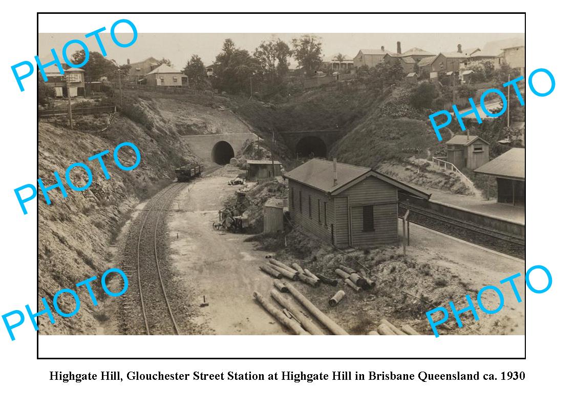 OLD LARGE PHOTO, HIGHGATE HILL RAILWAY STATION, BRISBANE QLD, c1930