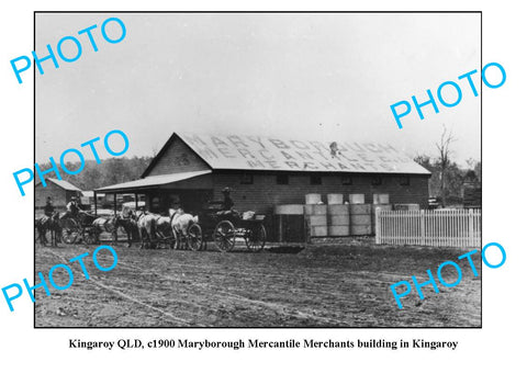 OLD LARGE PHOTO, KINGAROY QLD, MARYBOROUGH MERCHANTS BUILDING c1900