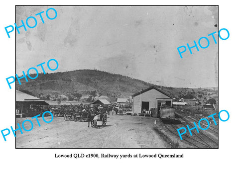 OLD LARGE PHOTO, LOWOOD RAILWAY YARDS, LOWOOD QLD c1900