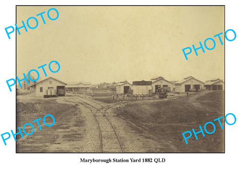 OLD LARGE PHOTO, MARYBOROUGH RAILWAY STATION YARD, QLD 1882