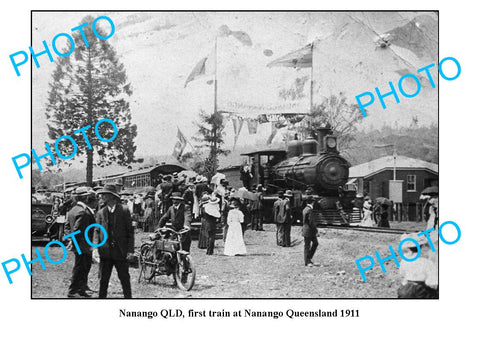 OLD LARGE PHOTO, RAILWAY OPENING TO NANANGO QLD c1911