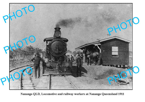 OLD LARGE PHOTO, NANANGO RAILWAY WORKERS, QLD c1911