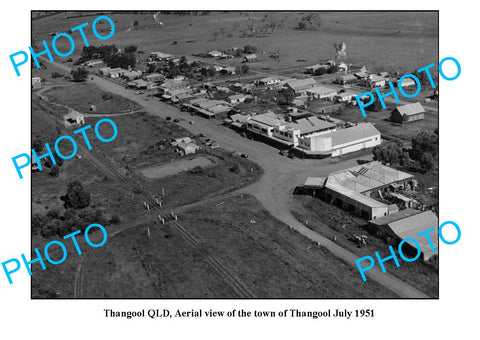 OLD LARGE PHOTO, AERIAL VIEW OF THANGOOL, QLD c1951