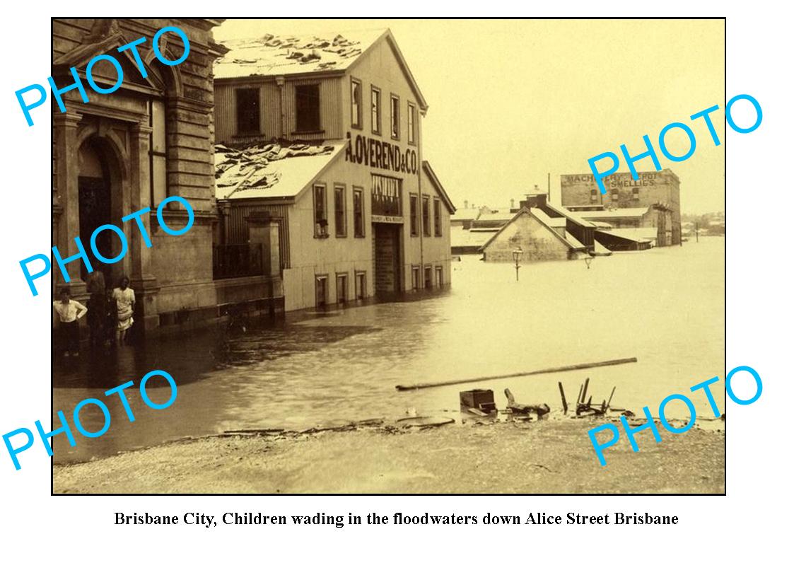 OLD LARGE PHOTO, BRISBANE CTY IN FLOOD c1893, ALICE St QLD