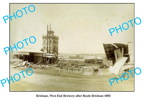 OLD LARGE PHOTO, BRISBANE CITY IN FLOOD c1893, WEST END BREWERY QLD