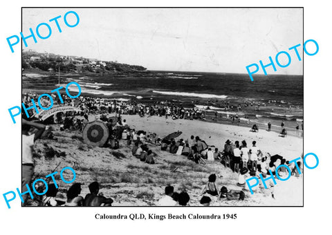 OLD LARGE PHOTO, CALOUNDRA QLD, KINGS BEACH SURF CARNIVAL c1945