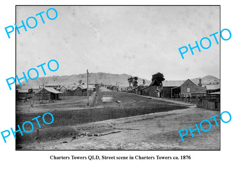 OLD LARGE PHOTO, CHARTERS TOWERS QUEENSLAND, STREET SCENE c1876