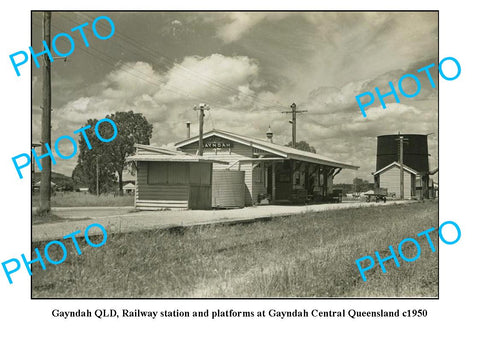 OLD LARGE PHOTO, GAYNDAH QUEENSLAND, RAILWAY STATION c1950